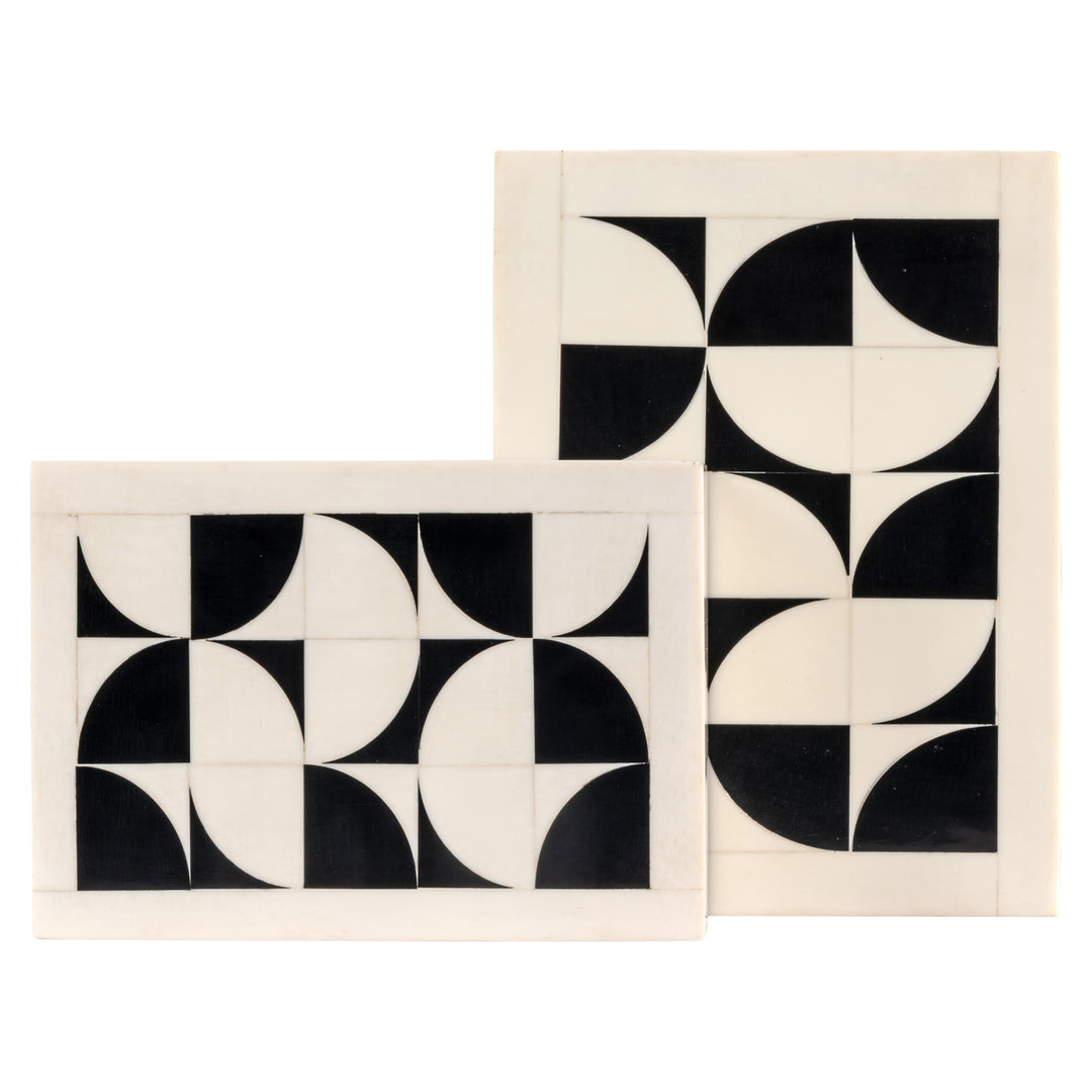 Flake Set of 2 Storage Boxes - White & Black