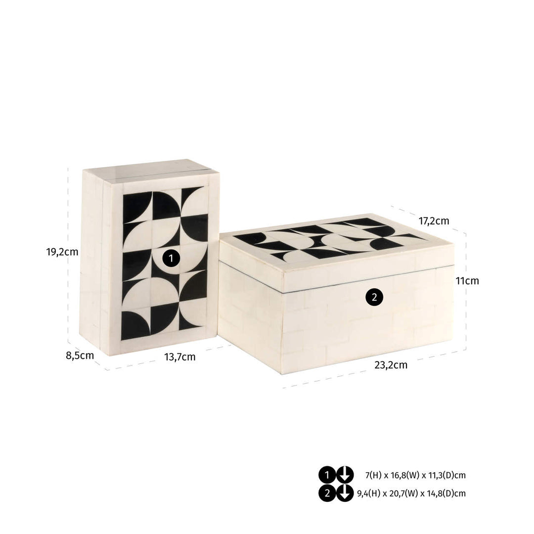 Flake Set of 2 Storage Boxes - White & Black
