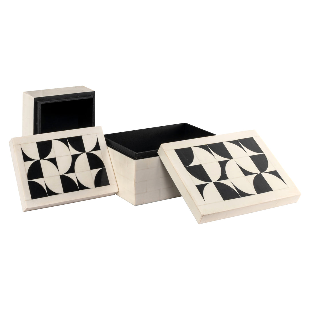 Flake Set of 2 Storage Boxes - White & Black