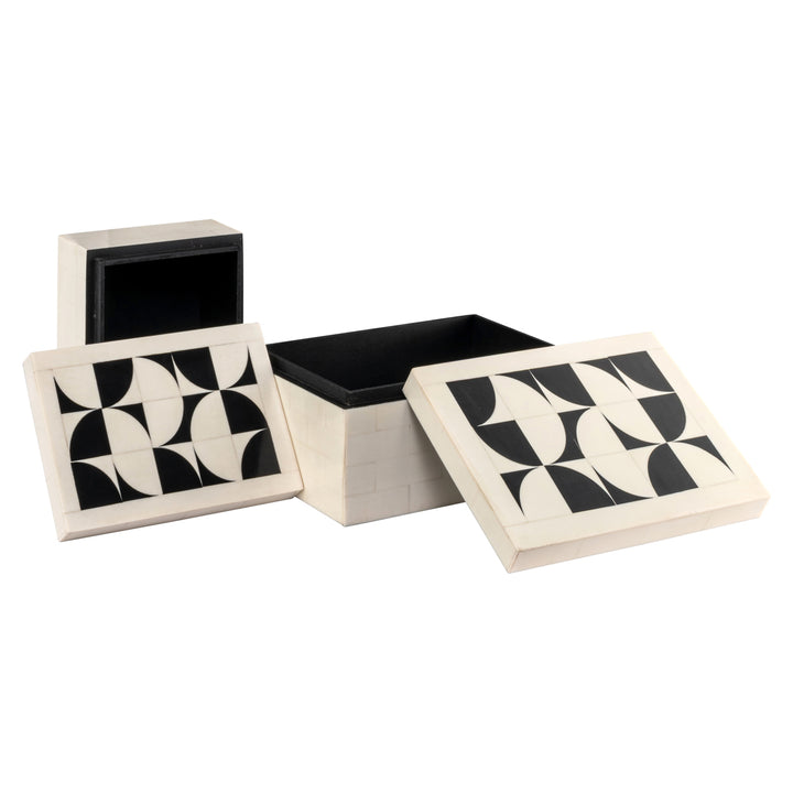 Flake Set of 2 Storage Boxes - White & Black