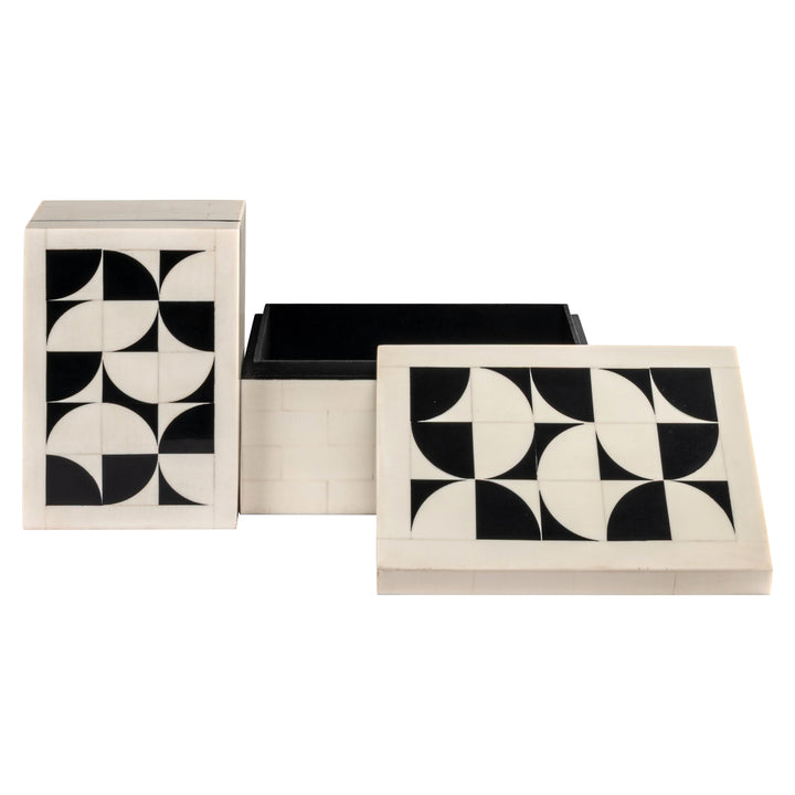 Flake Set of 2 Storage Boxes - White & Black