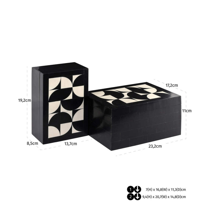 Rae Set of 2 Storage Boxes - Black & White
