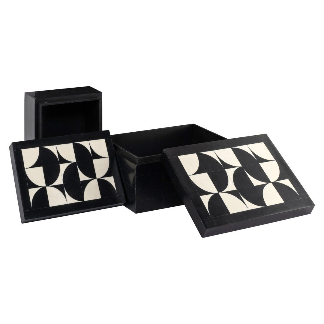 Rae Set of 2 Storage Boxes - Black & White