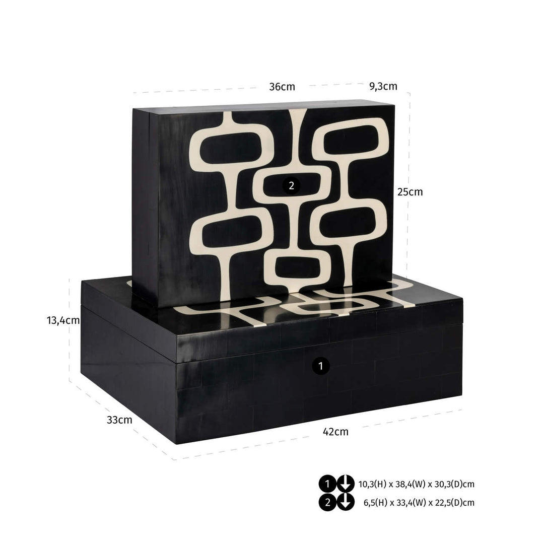 Lux Set of 2 Storage Boxes - Black & White
