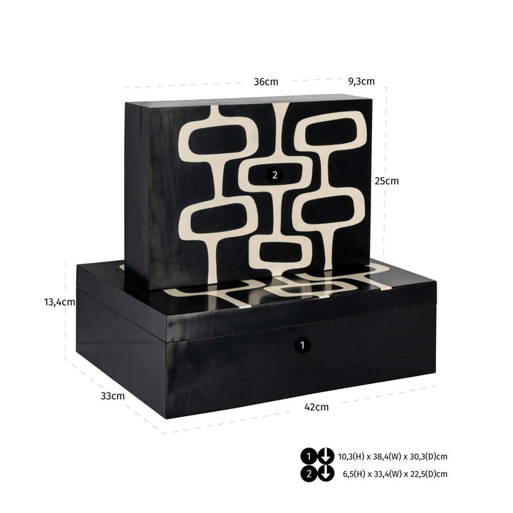 Lux Set of 2 Storage Boxes - Black & White