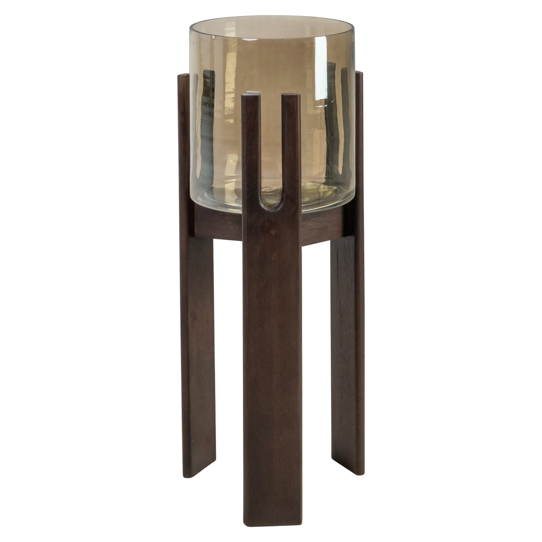Paige Small Hurricane Light - Walnut