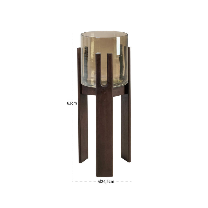Paige Small Hurricane Light - Walnut