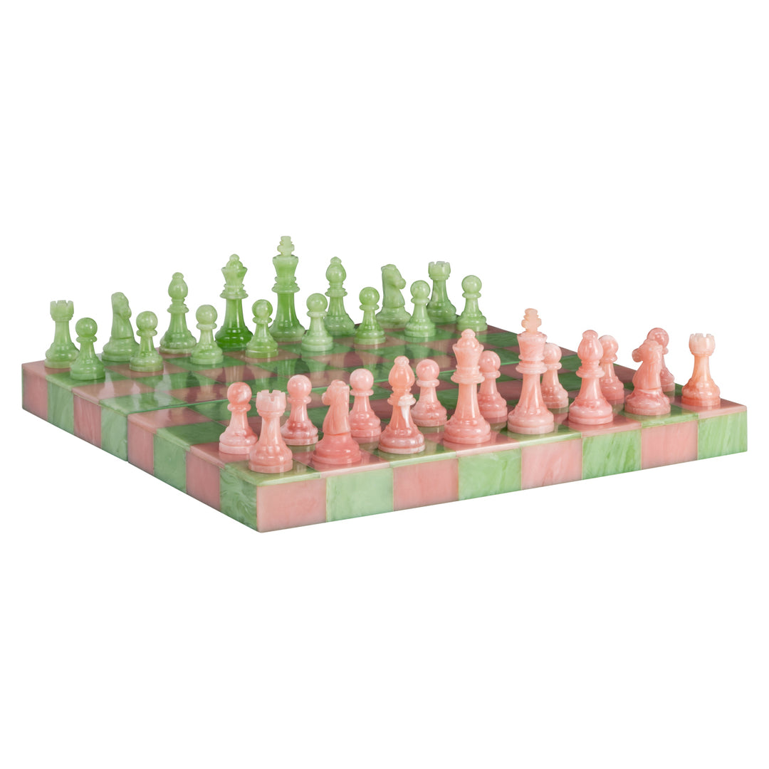 Azalea Decorative Chess Board - Pink & Green