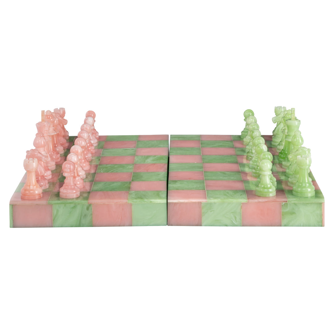Azalea Decorative Chess Board - Pink & Green