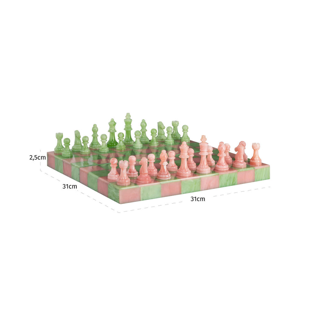 Azalea Decorative Chess Board - Pink & Green