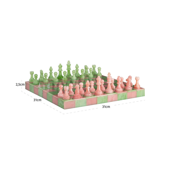 Azalea Decorative Chess Board - Pink & Green