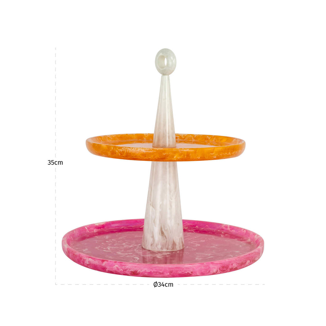 Posy Cake Stand - Pink & Orange