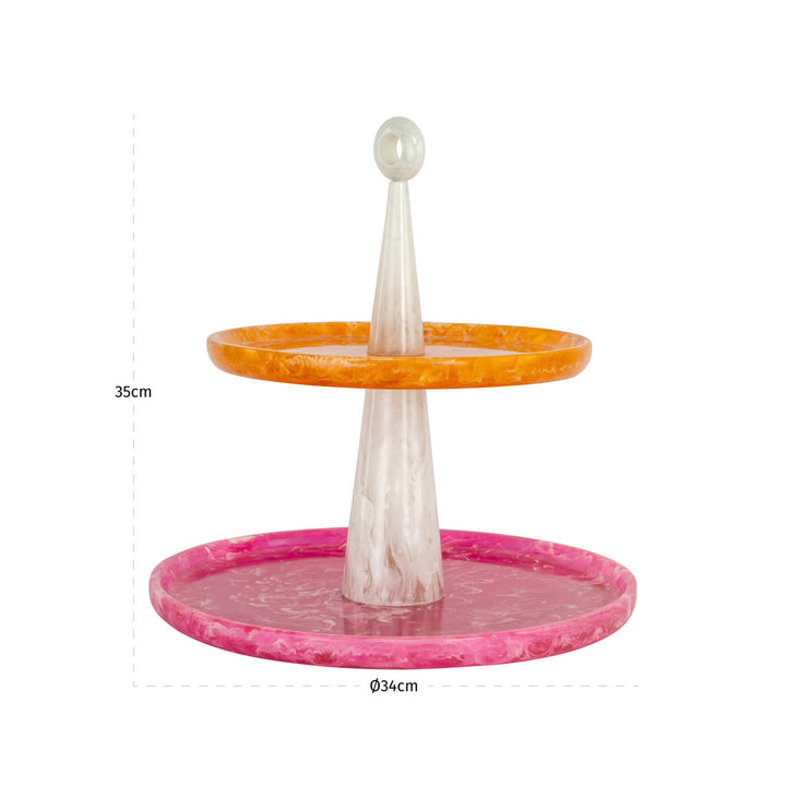 Posy Cake Stand - Pink & Orange