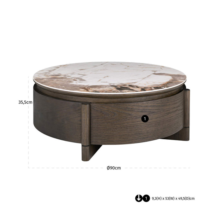 Langford 1 Drawer Round Coffee Table