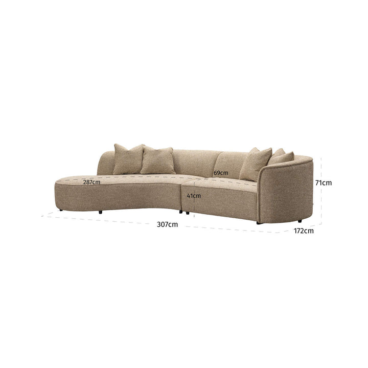 Romero Left Sofa - Sand Tweed