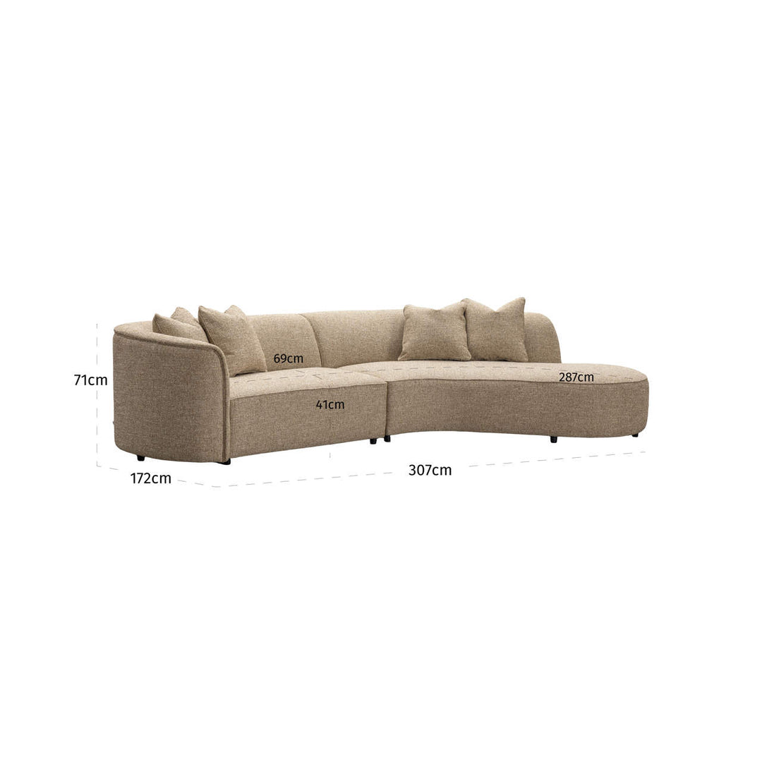 Romero Right Sofa - Sand Tweed