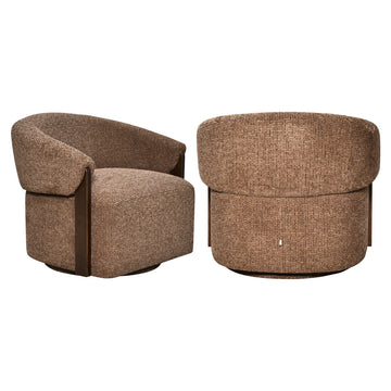 Marina Swivel Loungechair - Brown Blockweave