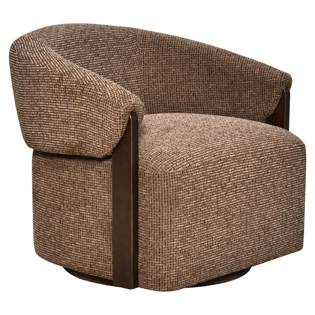 Marina Swivel Loungechair - Brown Blockweave
