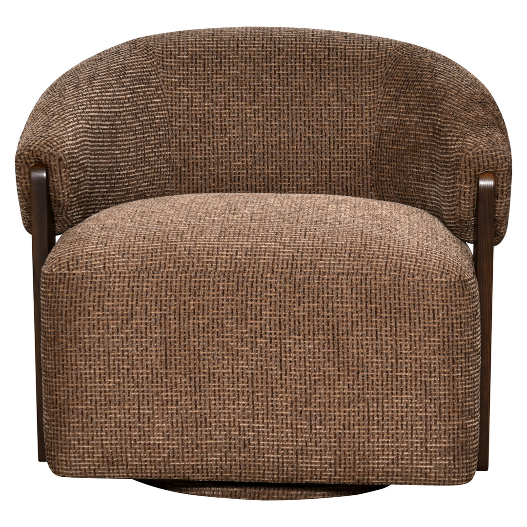 Marina Swivel Loungechair - Brown Blockweave