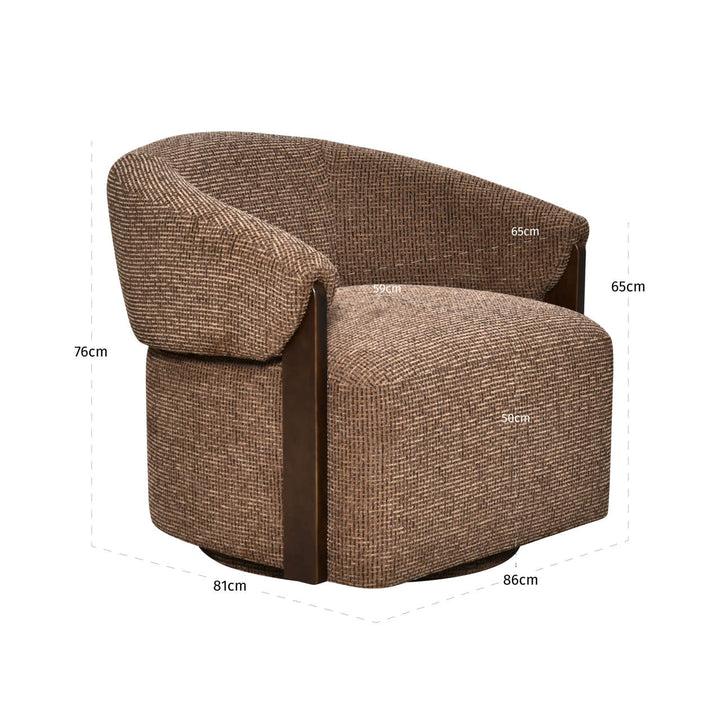 Marina Swivel Loungechair - Brown Blockweave