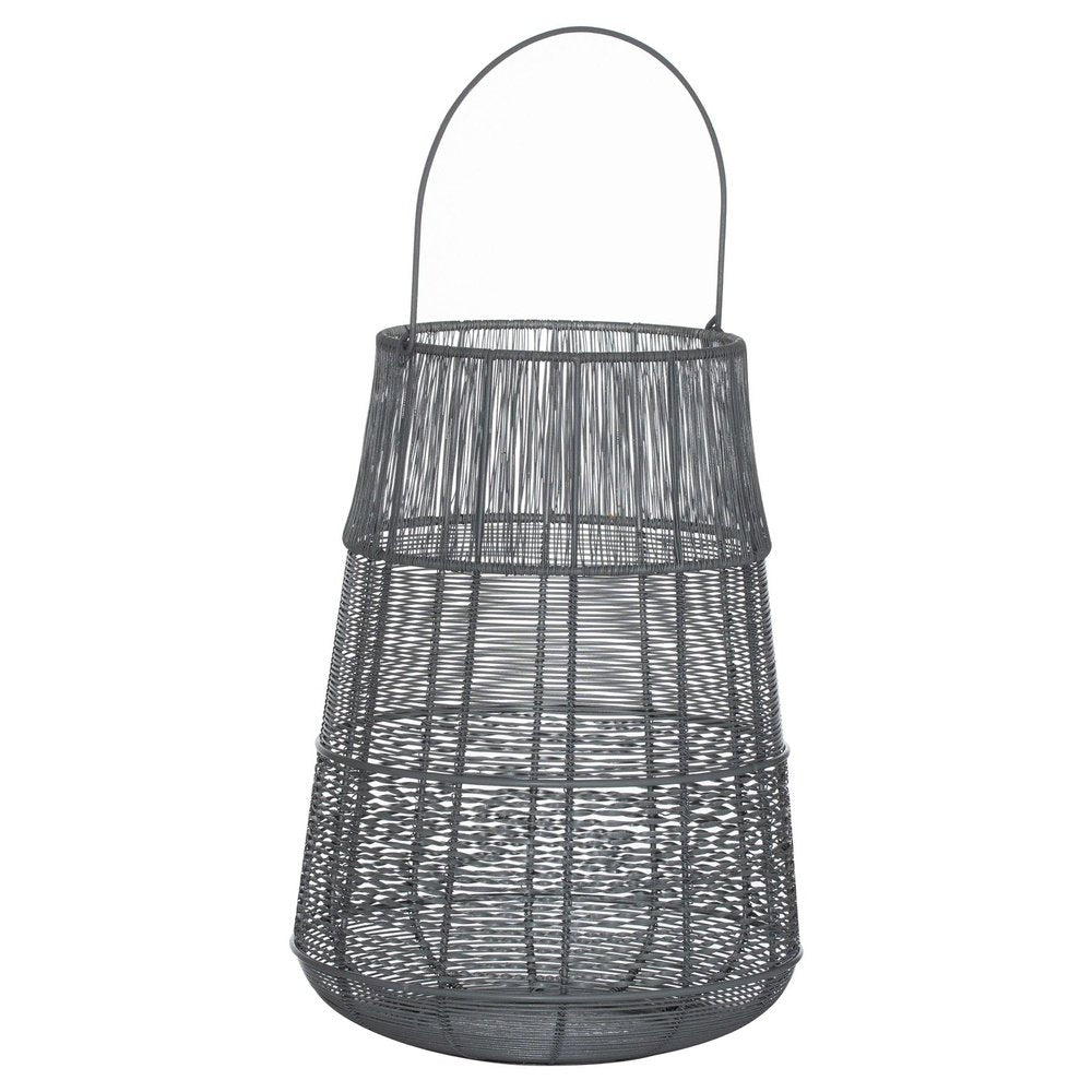 Hill Interiors Wire Glowray Conical Lantern in Silver And Grey