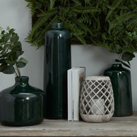 Hill Interiors Garda Glazed Raine Vase in Emerald