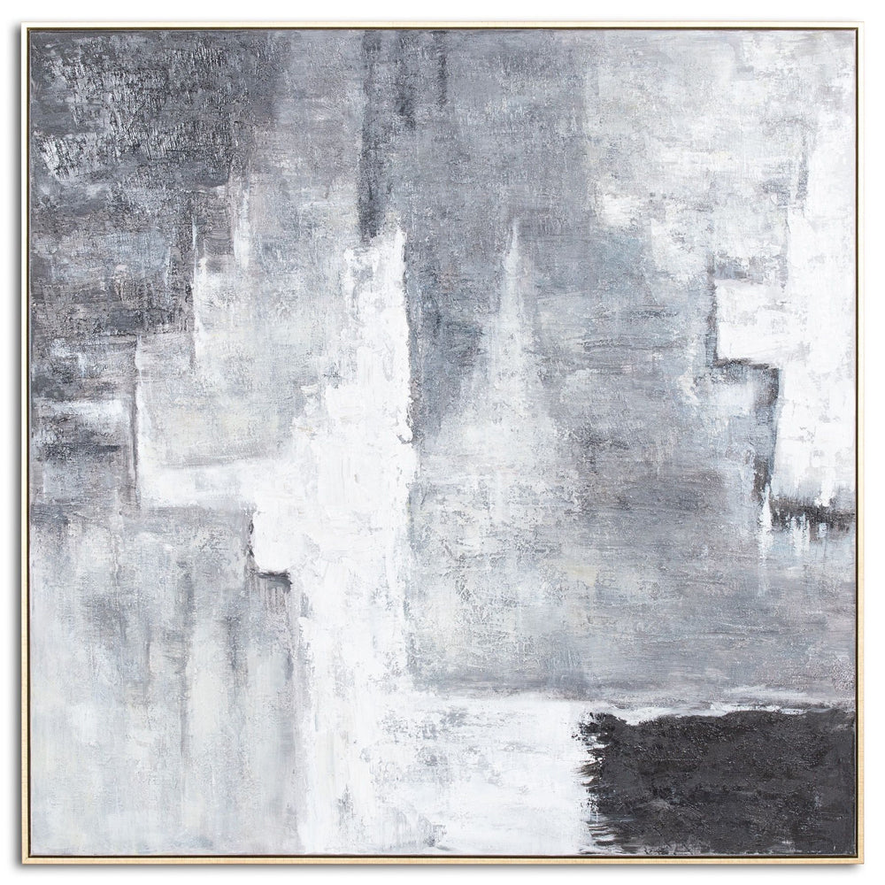 Hill Interiors Hand Painted Black And White Layered Abstract Painting