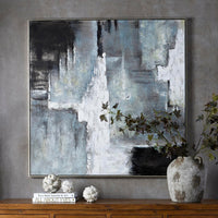 Hill Interiors Hand Painted Black And White Layered Abstract Painting