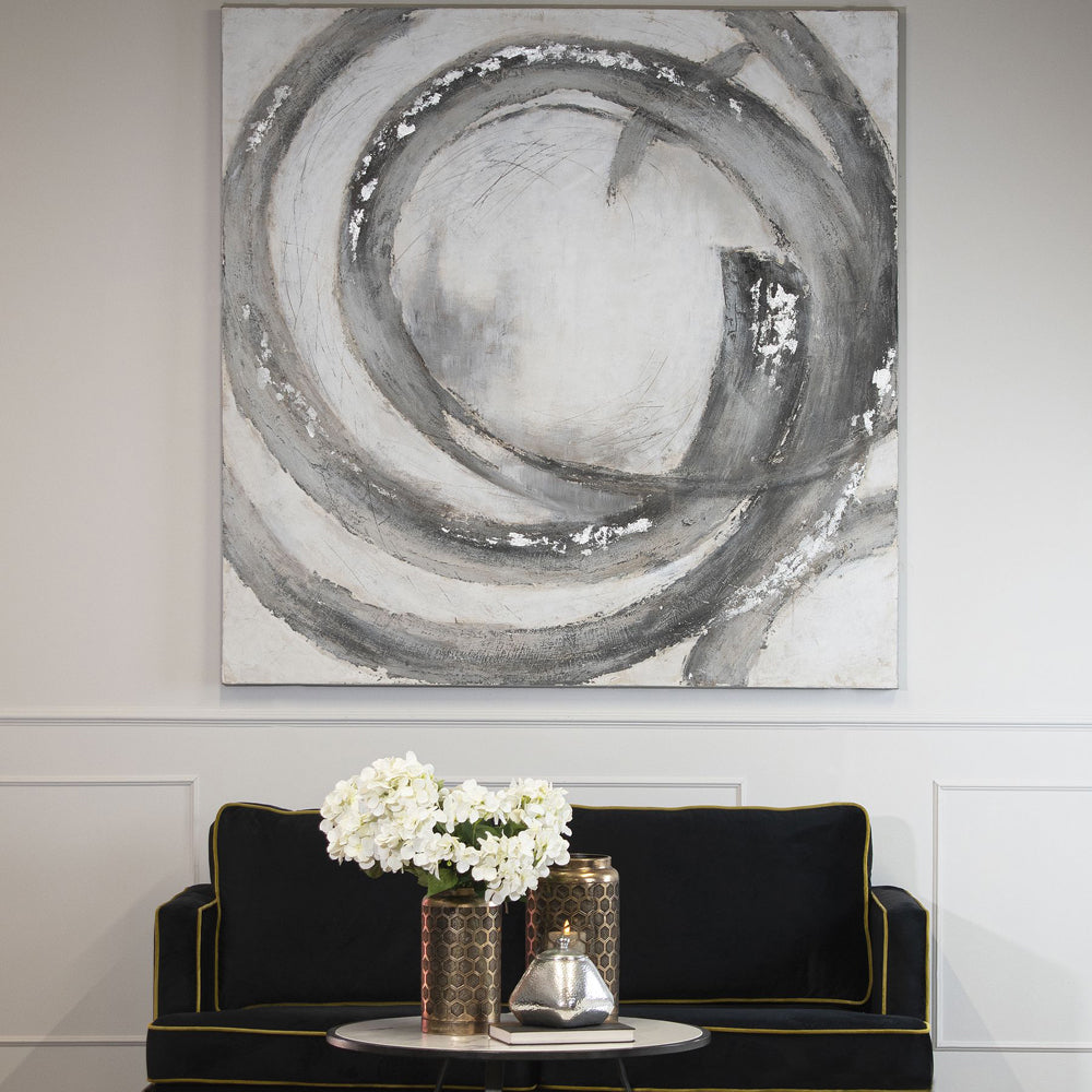 Hill Interiors Galaxy Silver And Grey Hand Painted Canvas