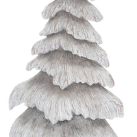 Hill Interiors Carved Wood Effect Snow Tree in Grey - Small