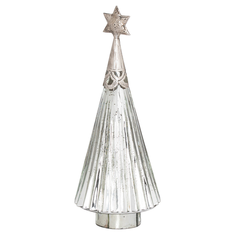 Hill Interiors Noel Collection Star Topped Decorative Glass Tree - Medium