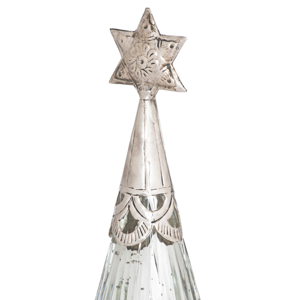 Hill Interiors Noel Collection Star Topped Decorative Glass Tree - Medium