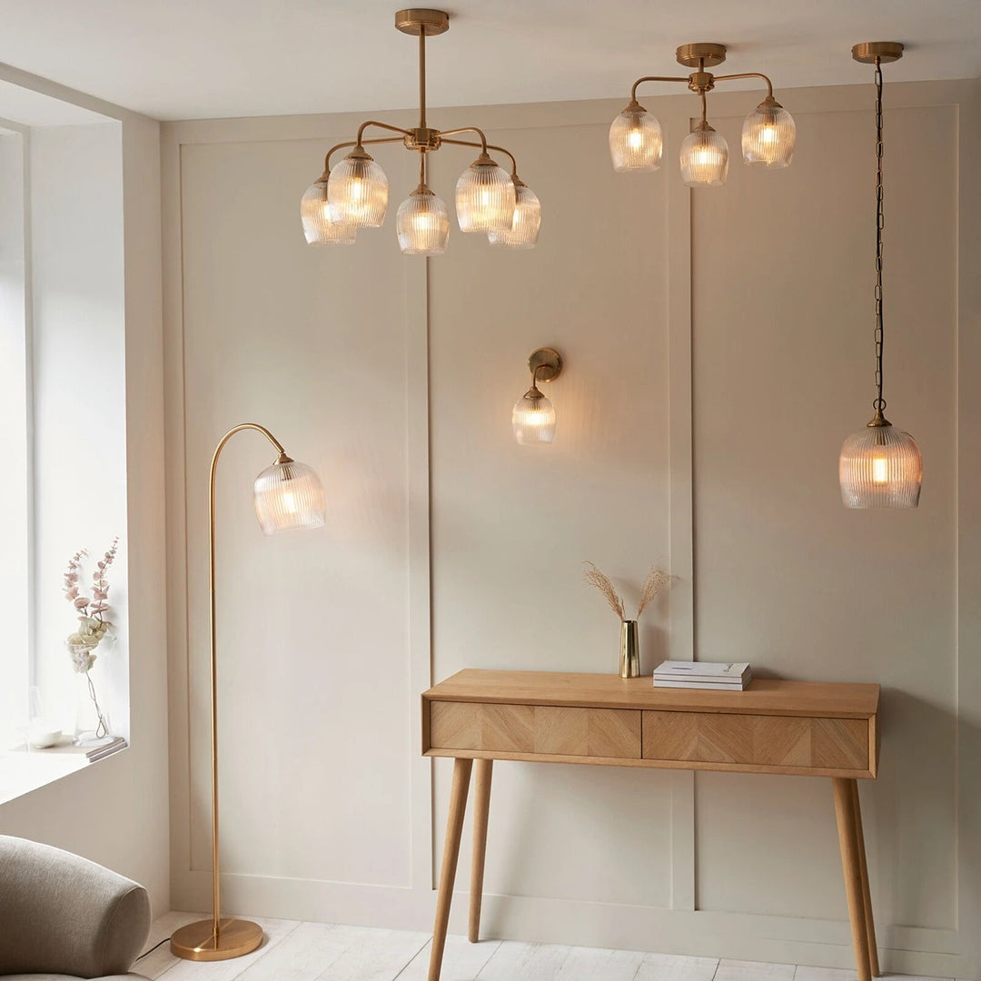 Ashcroft Ribbed Ceiling 3 Light - Brushed Aged Brass