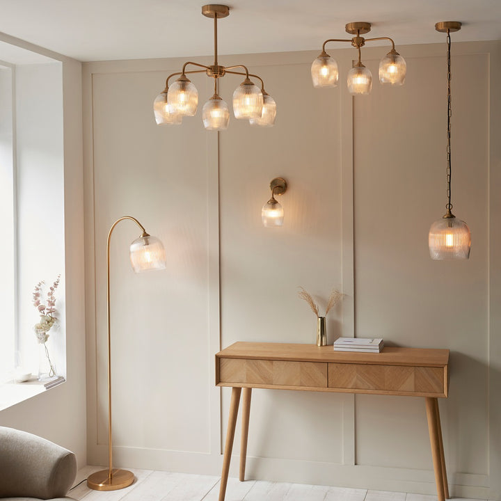 Ashcroft Ribbed Ceiling 3 Light - Brushed Aged Brass