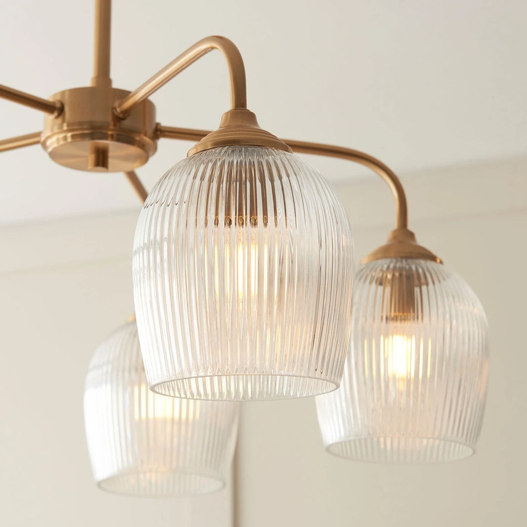 Ashcroft Ribbed 5 Pendant Light - Brushed Aged Brass