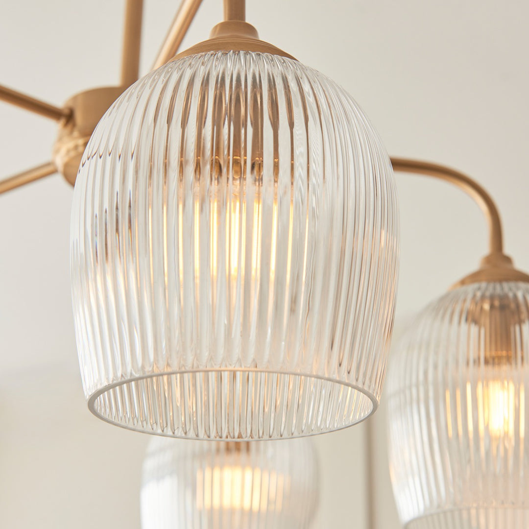 Ashcroft Ribbed 5 Pendant Light - Brushed Aged Brass