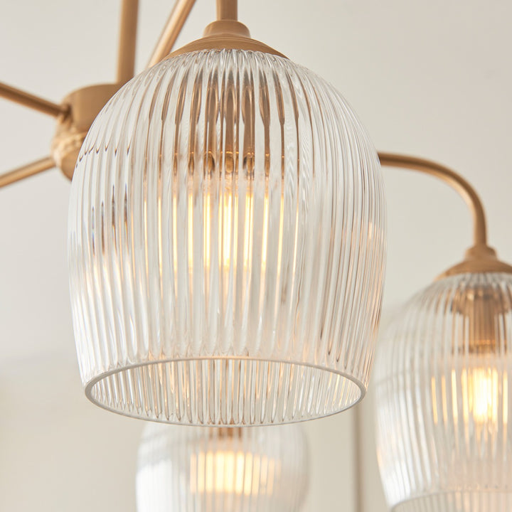 Ashcroft Ribbed 5 Pendant Light - Brushed Aged Brass