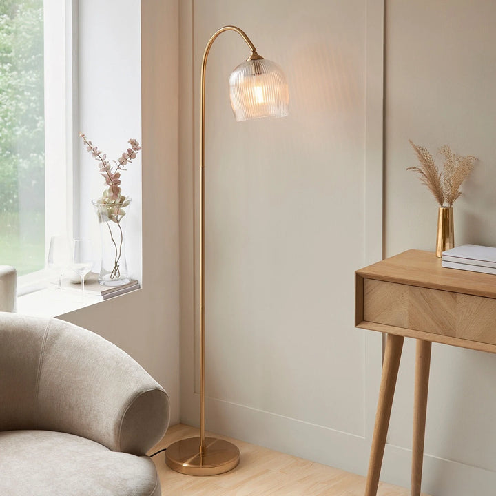 Ashcroft Ribbed Floor Lamp - Brushed Aged Brass