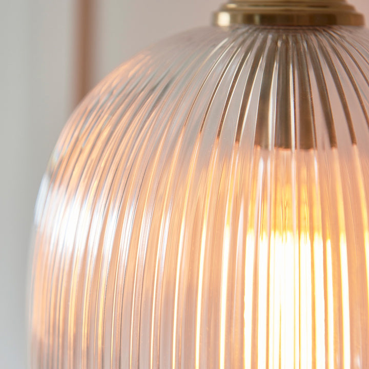 Ashcroft Ribbed 1 Pendant Light - Brushed Aged Brass