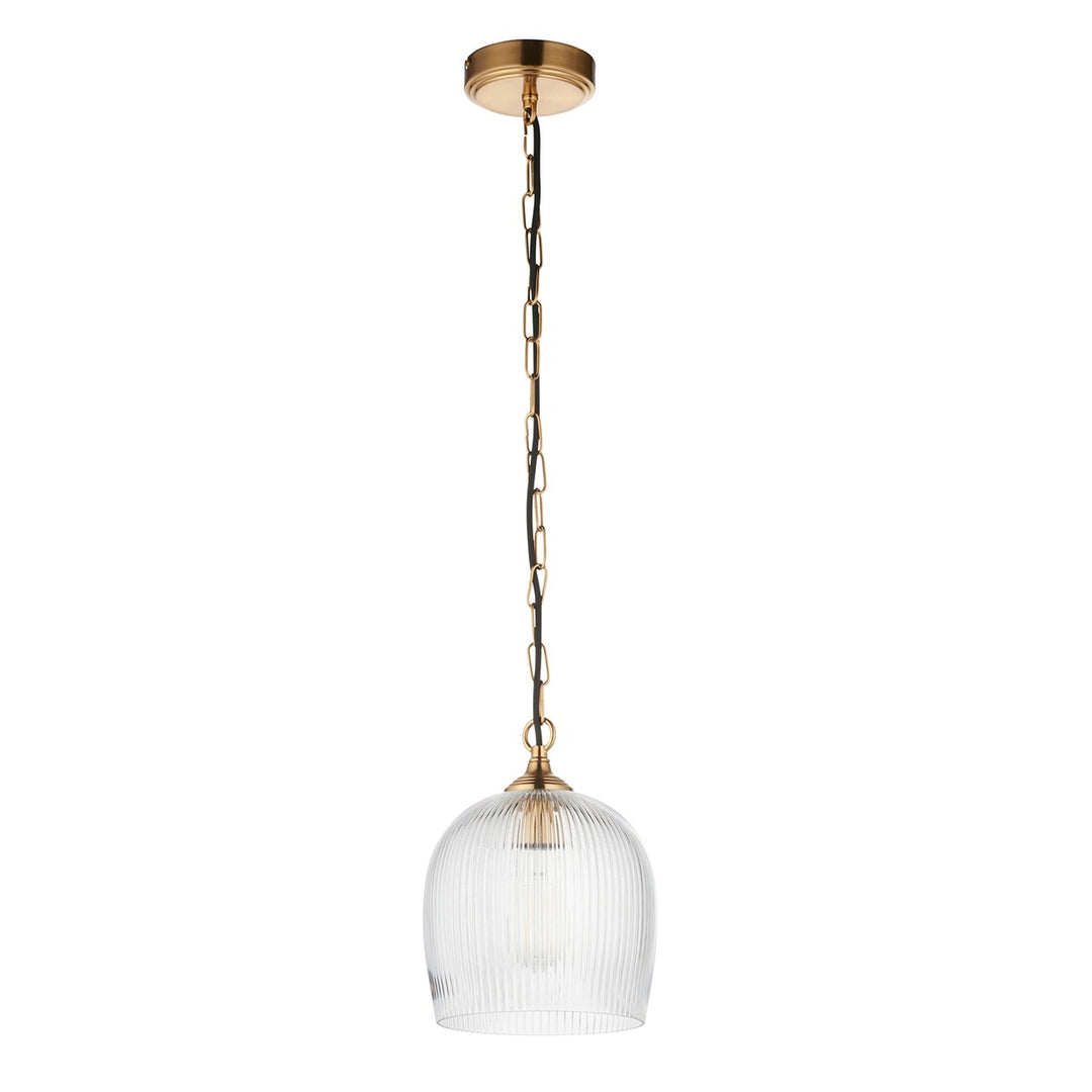 Ashcroft Ribbed 1 Pendant Light - Brushed Aged Brass