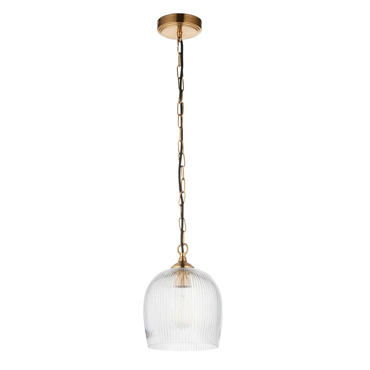 Ashcroft Ribbed 1 Pendant Light - Brushed Aged Brass