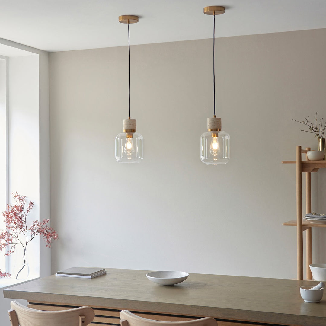 Travi 1 Pendant Light - Natural Travertine