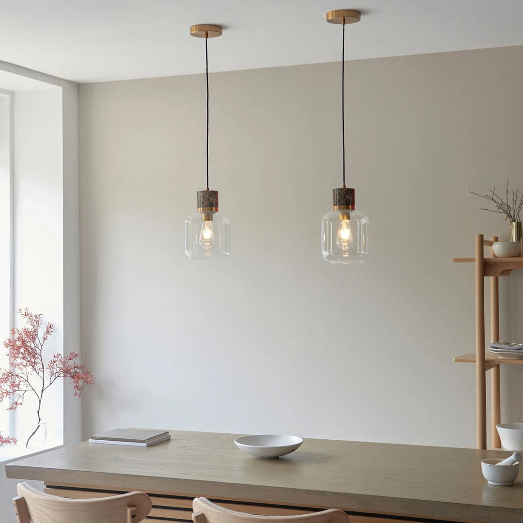 Travi Emperador Marble 1 Pendant Light - Dark Brown