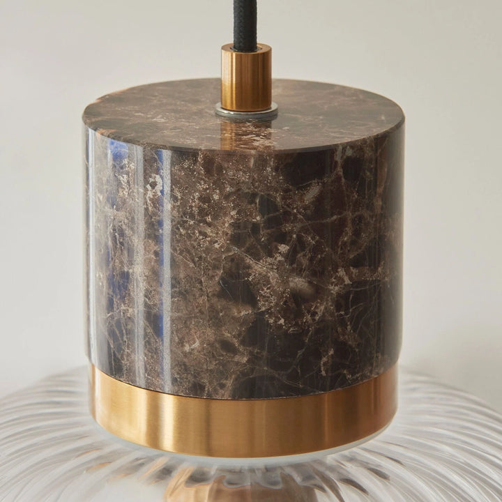Travi Emperador Marble Ribbed 1 Pendant Light - Dark Brown