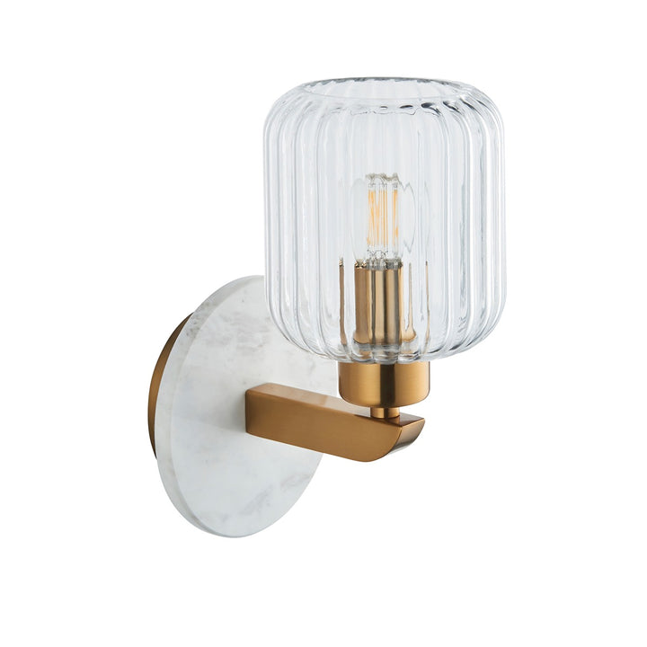 Travi Ribbed Wall Light - White Volakas Marble