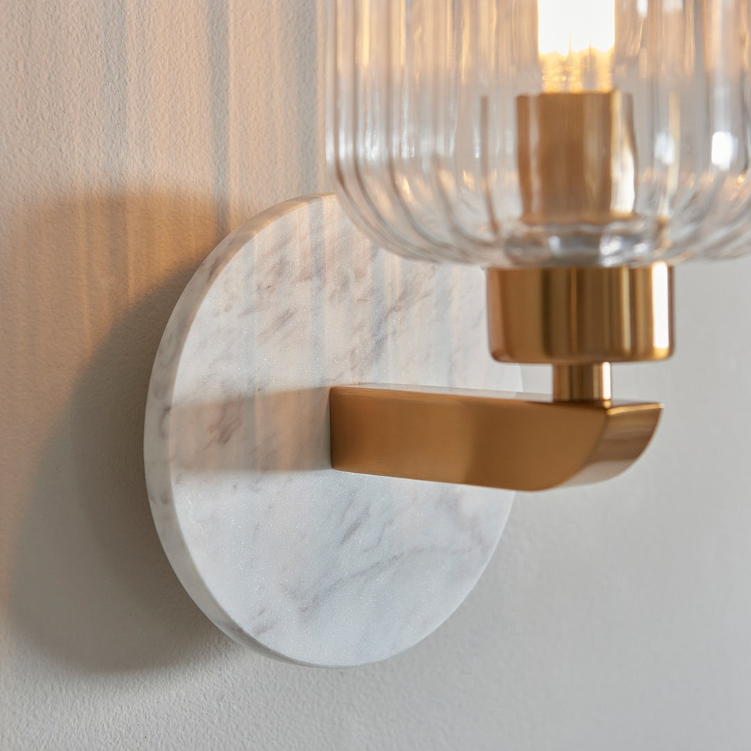 Travi Ribbed Wall Light - White Volakas Marble