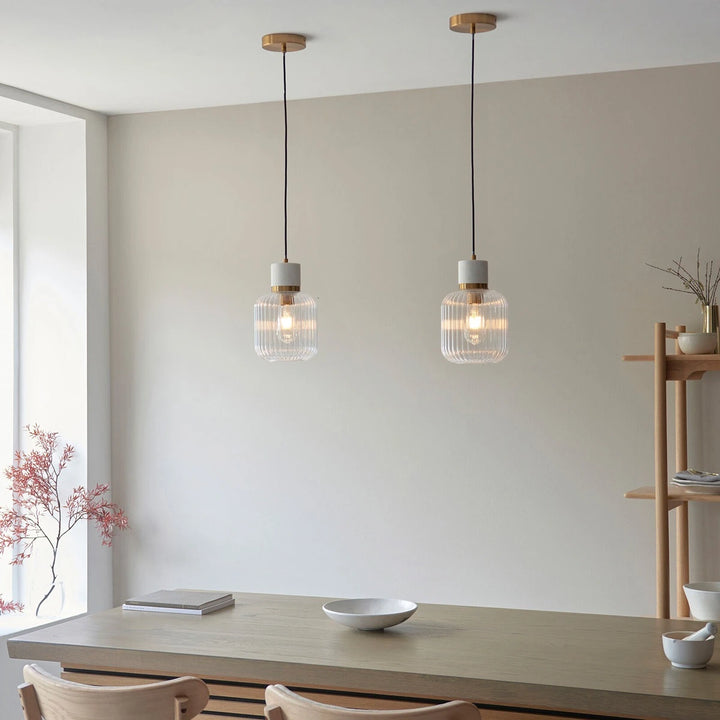 Travi Volakas Marble Ribbed 1 Pendant Light - White