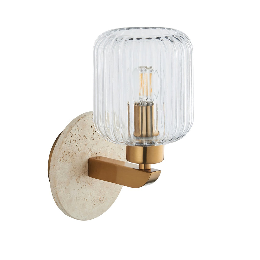 Travi Ribbed Wall Light - Beige Textured Marble