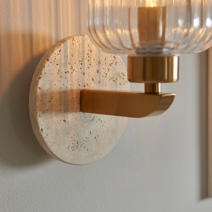 Travi Ribbed Wall Light - Beige Textured Marble