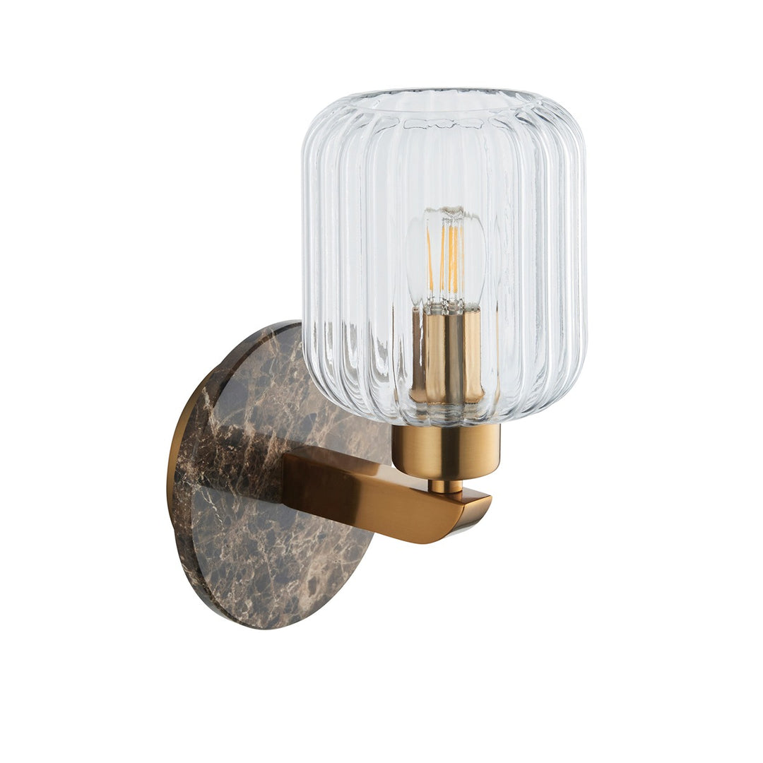 Travi Ribbed Wall Light - Dark Brown Emperador Marble